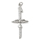 Rack Plating Brass Micro Pave Cubic Zirconia Pendants, Long-Lasting Plated, Lead Free & Cadmium Free, Cross with Wings Charms, with Jump Ring, Platinum, 43x19.5x2.5mm, Hole: 3mm