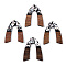 Opaque Resin & Walnut Wood Pendants, with Stars & Moon & Sun Paillettes, Arch Shape Charms, Silver, 38x29x3mm, Hole: 2mm