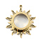 Ion Plating(IP) 304 Stainless Stee Locket Pendants, with Glass, Sun Charm, Real 18K Gold Plated, 43.5x39x10.5mm, Hole: 2.2mm