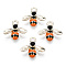 Alloy Enamel Pendants, with Rhinestone, Bees, Light Gold, Orange, 15x16.5x3.5mm, Hole: 2mm