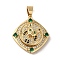 Brass Micro Pave Cubic Zirconia Pendants, Cadmium Free & Nickel Free & Lead Free, Rotatable Anti-Anxiety Pendants, Real 18K Gold Plated, Leopard Head, Rhombus, 25x23x8mm, Hole: 6.5x4mm