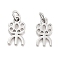 Brass Pendants, Cadmium Free & Nickel Free & Lead Free, Traditional Chinese Happy Charms, Platinum, 10.5x5.5x1mm, Hole: 2.4mm