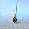Alloy Black Enamel Flat Round with Letter Pendant Necklaces for Women, Golden, Letter P, 17.72 inch(45cm)