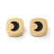 Ion Plating(IP) 304 Stainless Steel Beads, with Enamel, Square, Real 18K Gold Plated, Moon, 7.5x7.5x3.4mm, Hole: 2mm