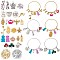 DIY Word Charm Bangle Making Kits, Including Adjustable Iron Expandable Bangle Makings, Plant & Animal & Fruit & Angel & Heart & Abstract Face & Word Alloy and Brass and Acrylic Charms Pendants, Mixed Color, 117pcs/box