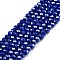 Electroplate Glass Beads Strands, Pearl Luster Plated, Faceted, Rondelle, Dark Blue, 2.9~3.3x2mm, Hole: 0.8mm, about 144~150pcs/strand, 35~37cm