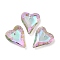 Electroplated Glass Pendants, Back Plated, Faceted, Heart Charms, Thistle, 17.5x14x5mm, Hole: 1.2mm