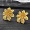 Brass Stud Earrings, Rack Plating, Long-Lasting Plated, Lead Free & Cadmium Free, Flower, Real 18K Gold Plated, 15x16.5mm