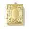 Brass Locket Pendants, Photo Frame Charm, Lead Free & Cadmium Free, Book, Golden, 26.5x19x5mm, Hole: 1.9mm, Inner Diameter: 15x9.5mm