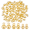 60Pcs 3 Style Brass Charms, Round Charms, Real 18K Gold Plated, 5~7x3~5mm, Hole: 1~1.2mm, 20pcs/style