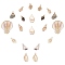 Electroplate Spiral Shell & Cowrie Shell Pendants, with Iron Findings, Mixed Color, 16~20x8~9x7~8mm, Hole: 1.5mm, 20pcs/box