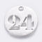 Non-Tarnish 304 Stainless Steel Pendants, Cut-Out, Hollow, Flat Round with Number, Stainless Steel Color, Num.24, 19x1.5mm, Hole: 2.5mm