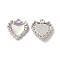 Rack Plating Alloy Resin Pendants, Nickel Free, Heart Charms, Platinum, 17x17x4mm, Hole: 1.8mm