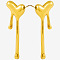1 Pair Stylish Heart Tassel 304 Stainless Steel Stud Earrings for Women, Left and Right, Golden, 47x17mm