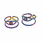 304 Stainless Steel Open Pad Ring Settings, Evil Eye with Flat Round, Rainbow Color, Tray: 3mm, US Size 9 3/4(19.5mm)
