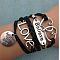 Suede & Imitation Leather Cord Knitted Multi-strand Bracelets, Alloy Link Adjustable Bracelets, Heart, 7-1/8 inch(18cm)