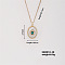 Elegant Vintage Brass Micro Pave Cubic Zirconia Oval with Flower Pendant Necklace for Women, Golden, 15.75 inch(400mm)