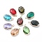 Brass and K9 Glass Pendants, Oval Charms, Mixed Color, 20x11.5x5mm, Hole: 2.2mm