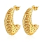 304 Stainless Steel Stud Earrings, Crescent Moon, Golden, 23x8mm