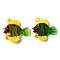 Handmade Lampwork Pendants, Fish Charms, Yellow, 35x36.5x15mm, Hole: 2x3mm