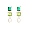 304 Stainless Steel Rectangle Dangle Stud Earrings, Imitation Pearl Drop Earrings, Green, No Size