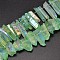 Electroplated Natural Quartz Crystal Beads Strands, Nuggets, Tusk Shape, AB Color, Dyed, Light Green, 7~15x18~60mm, Hole: 1mm, about 46pcs/strand, 16 inch