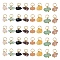 40Pcs 8 Styles Natural Rose Quartz & Amethyst & Lapis Lazuli & Amazonite & Red Agate & Green Aventurine & Sunstone & Topaz Jade Chip Charms, with 304 Stainless Steel Open Jump Rings, Golden, 7.5~10.5x5~7x7.5~10mm, Hole: 4.2mm, 5pcs/style