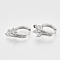 Brass Micro Pave Cubic Zirconia Huggie Hoop Earring Findings, with Horizontal Loop, Nickel Free, Real Platinum Plated, 18.5x8x13.5mm, Hole: 1mm, pin: 1mm