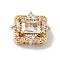 Brass with Clear Cubic Zirconia Beads, Cadmium Free & Nickel Free & Lead Free, Rectangle, Real 18K Gold Plated, 11x13x6mm, Hole: 1.6mm