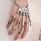 Halloween Themed Skull Alloy Full Hand Ring Bracelet, Stretch Bracelet with 5 Adjustable Rings for Women, Platinum, Inner Diameter: 2-3/8 inch(6cm)
