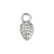 Brass Micro Pave Cubic Zirconia Pendants, Strawberry, Long-Lasting Plated, Cadmium Free & Lead Free, Rack Plating, Platinum, 14x7x2.5mm, Hole: 3mm