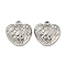 Non-Tarnish 304 Stainless Steel Charms, Heart Charm, Stainless Steel Color, 13.5x13x3mm, Hole: 1.6mm