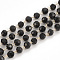 Handmade Glass Beaded Chains, Soldered, with Brass Findings, Faceted, Round, Black, Real 18K Gold Plated, 3mm