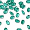 Faceted Natural Green Onyx Agate Cabochons, Pointed Back, Oval Shape, 3x2x1.5mm