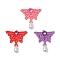 3Pcs 3 Colors Glass Seed Beaded Butterfly Pendants, with 304 Stainless Steel Jump Ring and Teardrop Imitation Pearl Acrylic Beads, Mixed Color, 37x37.5x8mm, Hole: 3.5mm, 1pc/color