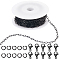 10M Ion Plating(IP) 304 Stainless Steel Paperclip Chains wih 50Pcs Open Jump Rings with 20Pcs  Lobster Claw Clasps, Black, 4.8~9x2.5~6x0.5~3mm