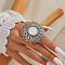 Vintage Flower Alloy Rhinestones Adjustable Rings, European Court Style, Antique Silver