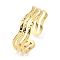 304 Stainless Steel Cuff Bangles, Triple Line Wave, Golden, Inner Diameter: 2-1/8 inch(5.3cm)