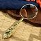 Vintage Retro Handheld Magnifying Glass, Metal Embossed Pattern Handle, for Reading, Golden, 12.5cm