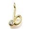 Brass Micro Pave Cubic Zirconia Pendants, Letter Charms, Rack Plating, Long-Lasting Plated, Cadmium Free & Lead Free, Letter B, 13x7x2mm, Hole: 1.6mm