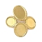 304 Stainless Steel Pendant Cabochon Settings, Flat Round with Oval Charms, Ion Plating(IP), Real 18K Gold Plated, Tray: 8~15x8x10mm, 32x30x8.5mm, Hole: 5.5x3mm