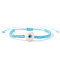 Handmade Lampwork Evil Eye Round Beaded Braided Bead Bracelets, Adjustable Fiber Cord Braided Bracelets for Men Women, Sky Blue, Inner Diameter: 11 inch(28cm)