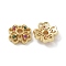 Brass Micro Pave Cubic Zirconia Bead Caps, Long-Lasting Plated, 4-Petals, Flower, Golden, 10x3mm, Hole: 1.8mm