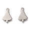 Non-Tarnish Christmas 201 Stainless Steel Charms, Christmas Tree, Stainless Steel Color, 14x9x0.7mm, Hole: 1.4mm