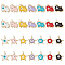 Alloy Enamel Pendants, Cadmium Free & Nickel Free & Lead Free, Cow & Star, Light Gold, Mixed Color, 28pcs/box