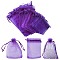 30Pcs 4 Styles Rectangle Organza Bags Jewellery Storage Pouches Wedding Favour Party Mesh Drawstring Gift, Purple, 9~18x7~13cm