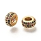 Brass Micro Pave Cubic Zirconia European Beads, Large Hole Beads, Cadmium Free & Nickel Free & Lead Free, Flat Round, Real 18K Gold Plated, 9.5x5mm, Hole: 4.5mm