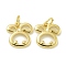 Rack Plating Brass Pendants, with Jump Rings, Long-Lasting Plated, Lead Free & Cadmium Free, Zodiac Charm, Rabbit, 11.8x11.5x1.5mm, Hole: 3.5mm
