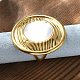 Плоские круглые кольца из нержавеющей стали 304 с белыми ракушками для женщин RJEW-G346-05G-02-1