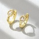 Серьги-кольца из латуни с микропаве из прозрачных кубических цирконий в форме капли EJEW-D311-132G-1